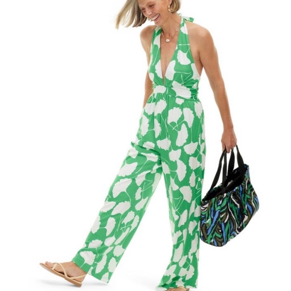 Women’s Halter Grinkgo Green jumpsuit DVF Target Diane Von Furstenberg